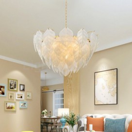 4 Light Modern / Contemporary Steel Pendant Light with Glass Shade