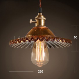 Rustic / Lodge Retro 1 Light Steel Pendant Light with Glass Shade