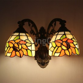 6 Inch 2 Light European Stained Glass Wall Light