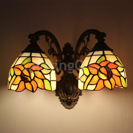 6 Inch 2 Light European Stained Glass Wall Light