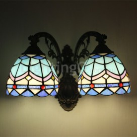 6 Inch 2 Light European Stained Glass Wall Light