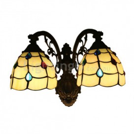 6 Inch 2 Light European Stained Glass Wall Light