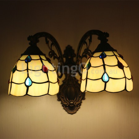 6 Inch 2 Light European Stained Glass Wall Light