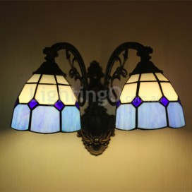 6 Inch 2 Light European Stained Glass Wall Light