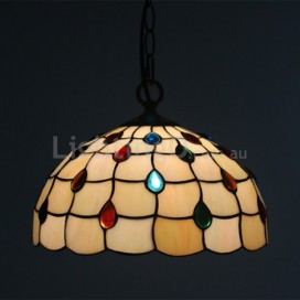 12 Inch European Stained Glass Pendant Light