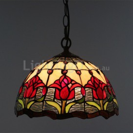 12 Inch European Stained Glass Pendant Light