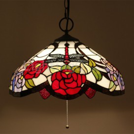 16 Inch European Stained Glass Pendant Light