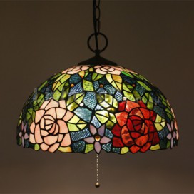 16 Inch European Stained Glass Pendant Light