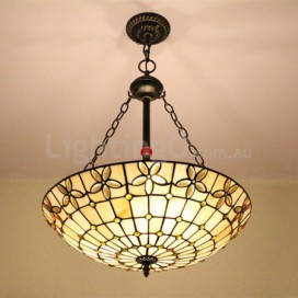 24 Inch European Stained Glass Pendant Light