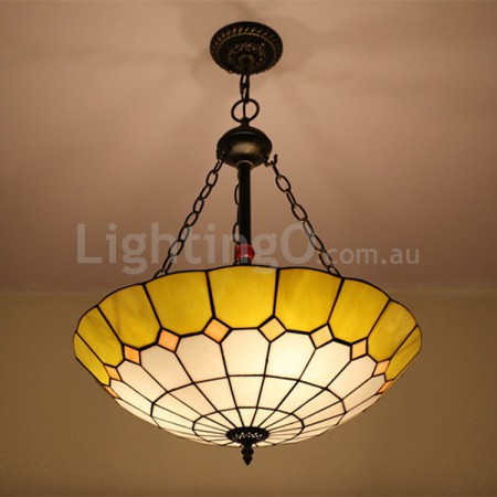 24 Inch European Stained Glass Pendant Light