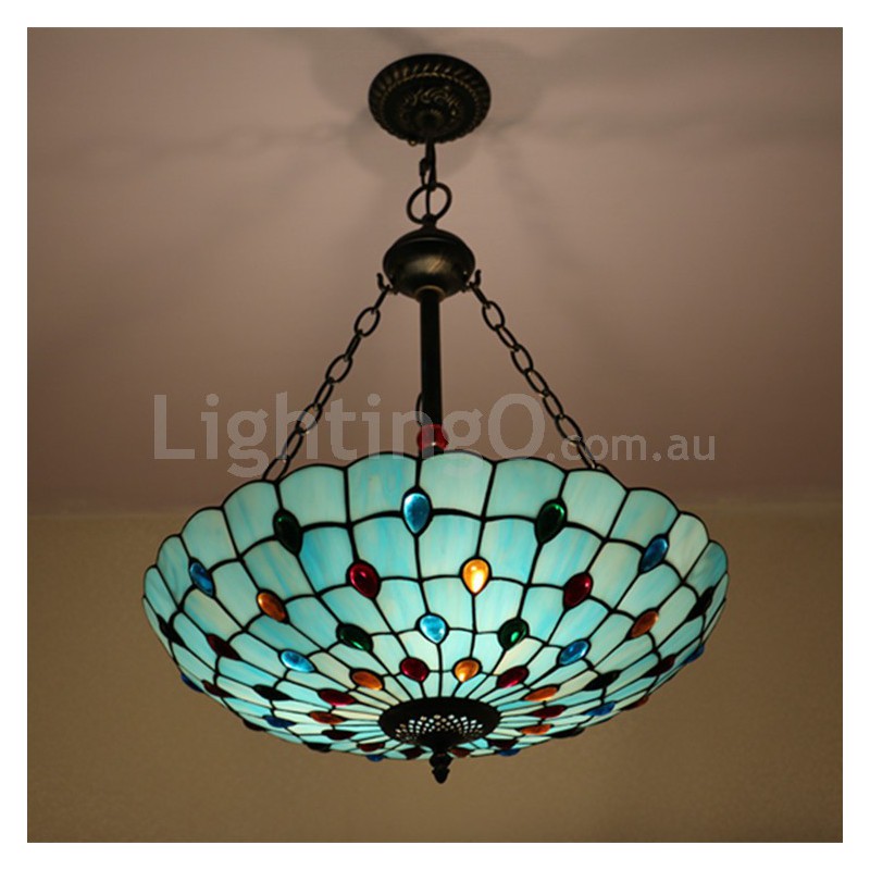 24 Inch European Stained Glass Pendant Light LightingO Australia