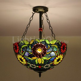 16 Inch European Stained Glass Flush Mount