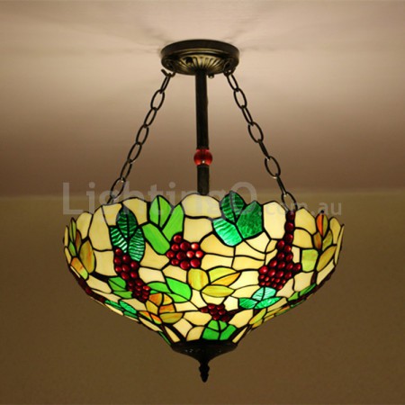 16 Inch European Stained Glass Flush Mount