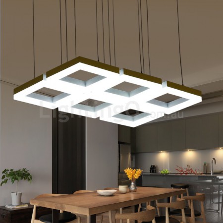 6 Light Aluminum Alloy Pendant Light with Acrylic Shade