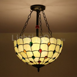 16 Inch European Stained Glass Flush Mount