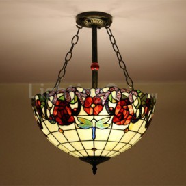 16 Inch European Stained Glass Flush Mount