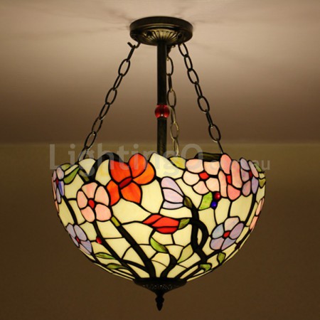 16 Inch European Stained Glass Flush Mount