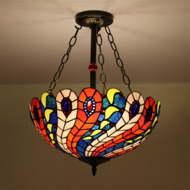 16 Inch European Stained Glass Tiffany Flush Mount