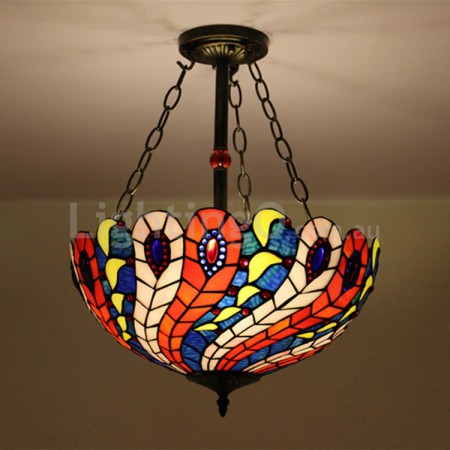 16 Inch European Stained Glass Tiffany Flush Mount