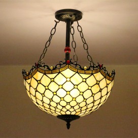 16 Inch European Stained Glass Tiffany Flush Mount