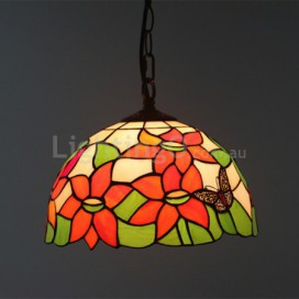 12 Inch European Stained Glass Sunflower Style Pendant Light