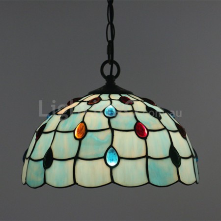 12 Inch European Stained Glass Pendant Light