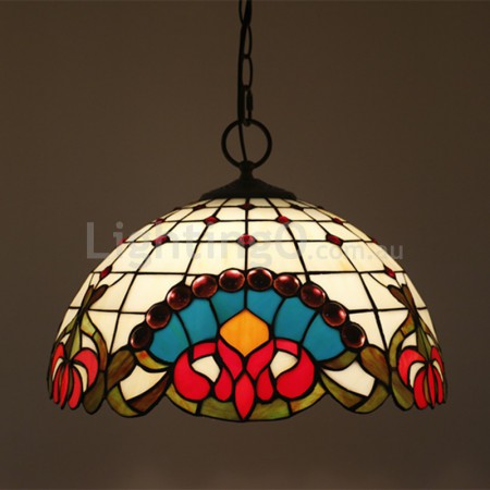 16 Inch European Stained Glass Pendant Light