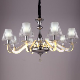 Dimmable 8 Light Modern / Contemporary Steel Chandelier with Glass Shade