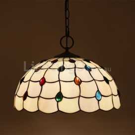 16 Inch European Stained Glass Pendant Light