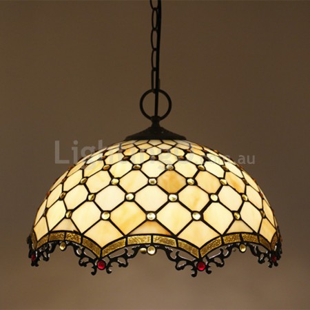 16 Inch European Stained Glass Pendant Light