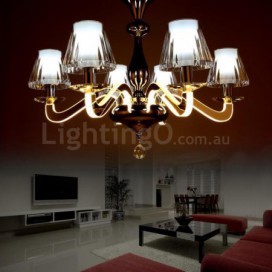 Dimmable 6 Light Modern / Contemporary Steel Chandelier with Glass Shade