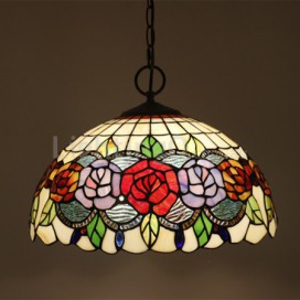 16 Inch European Stained Glass Pendant Light