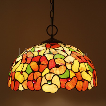 16 Inch European Stained Glass Pendant Light