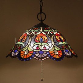 16 Inch European Stained Glass Pendant Light