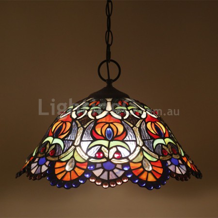 16 Inch European Stained Glass Pendant Light