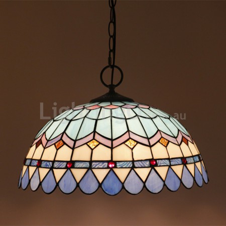 16 Inch European Stained Glass Pendant Light