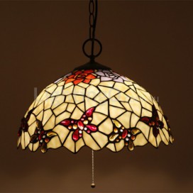 16 Inch European Stained Glass Butterfly Style Pendant Light