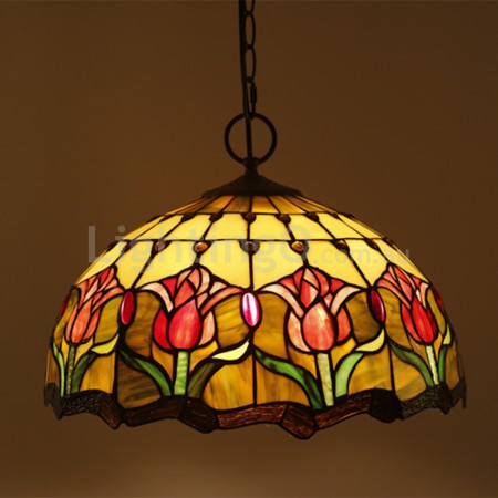 16 Inch European Stained Glass Tiffany Pendant Light