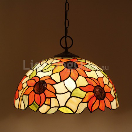 16 Inch European Stained Glass Sunflower Style Pendant Light