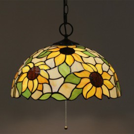 16 Inch European Stained Glass Sunflower Style Pendant Light