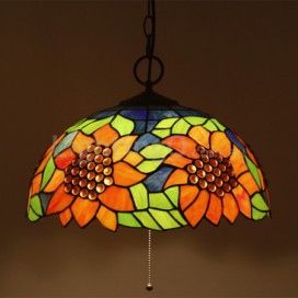 16 Inch European Stained Glass Sunflower Style Pendant Light