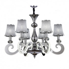 Dimmable 6 Light Modern / Contemporary Steel Chandelier with Glass Shade