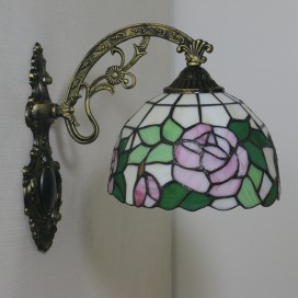 8 Inch European Stained Glass Rose Style Tiffany Wall Light