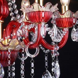 6 Light Red Candle Style Crystal Chandelier