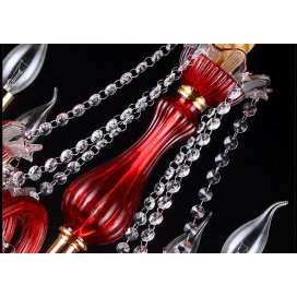 8 Light Red Candle Style Crystal Chandelier