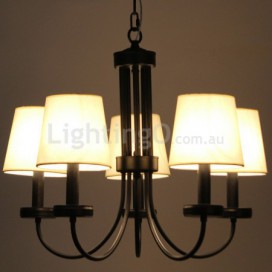 5 Light Retro Contemporary Black Candle Style Chandelier