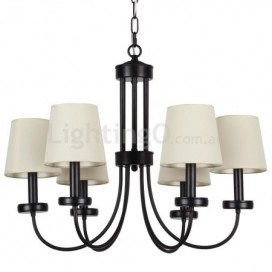 6 Light Retro Contemporary Black Candle Style Chandelier