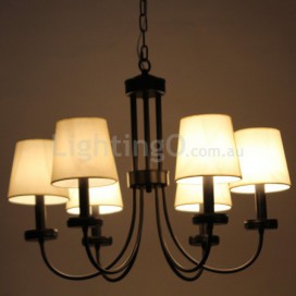 6 Light Retro Contemporary Black Candle Style Chandelier