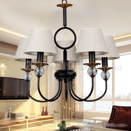 5 Light Rustic Retro Black Mediterranean Style Contemporary Candle Style Chandelier