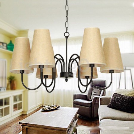 6 Light Retro Contemporary Candle Style Chandelier